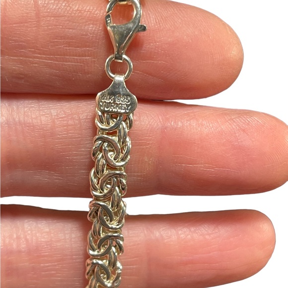 925 Sterling Silver Byzantine Link Bracelet 8” Inch Chain bracelet - Picture 2 of 9